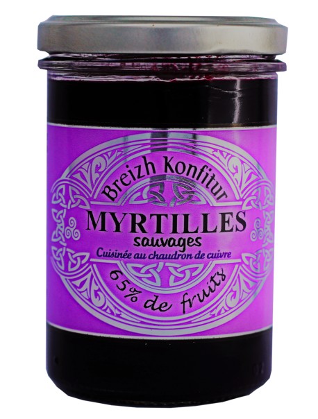 Confiture de myrtilles sauvages (allégée en sucre), marque « Breizh Konfitur»