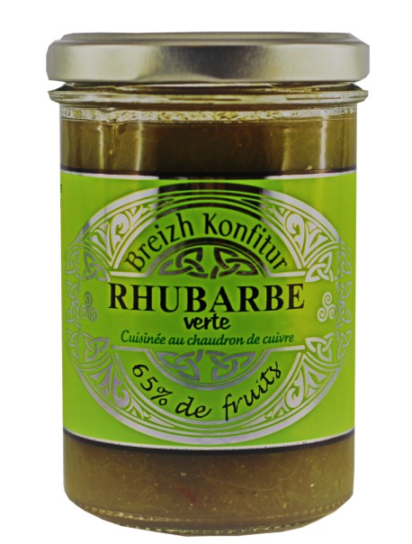 Confiture de rhubarbe verte (allégée en sucre), marque « Breizh Konfiture »